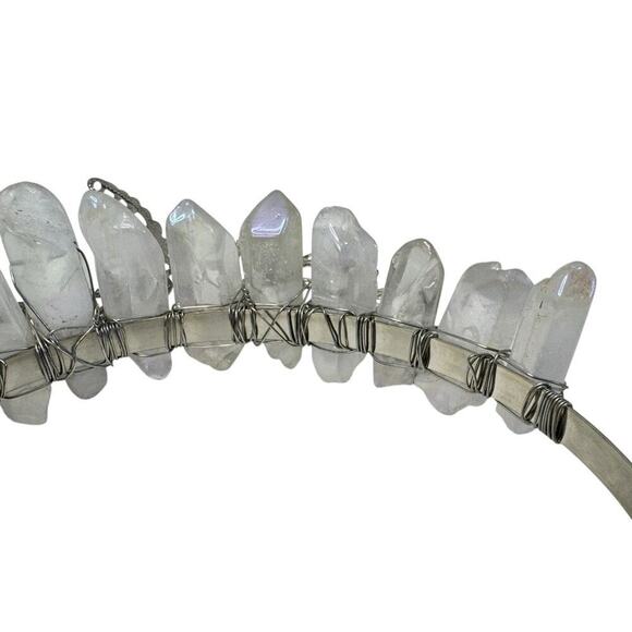 Aura Natural Raw Clear Quartz Angel Crystal Goddess Tiara Crown Wrapped Silver main image 9